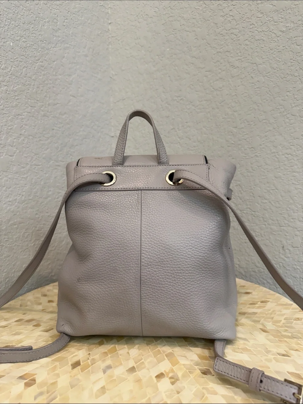 Kate Spade Pebbled Leather Mini Backpack in Soft Mauve - Picture 3 of 7